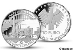 10 Euro Gedenkmünze 175 Jahre Eisenbahn