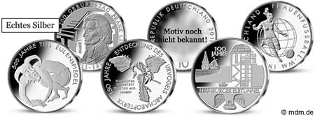 10 Euro Münzen 2011 Übersicht