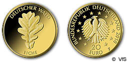 20 Euro Gold Münze Deutschland 2010 Deutscher Wald Eiche 