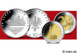 10 Euro Gorch Fock und 2 Euro Hamburger Michel