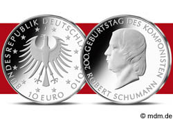 10 Euro Gedenkmünze Geburtstag Robert Schumann