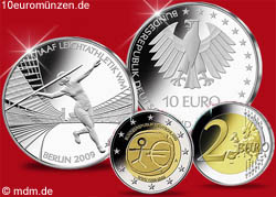 10 Euro Leichtathletik WM2009 und 2 Euro Währungssunion